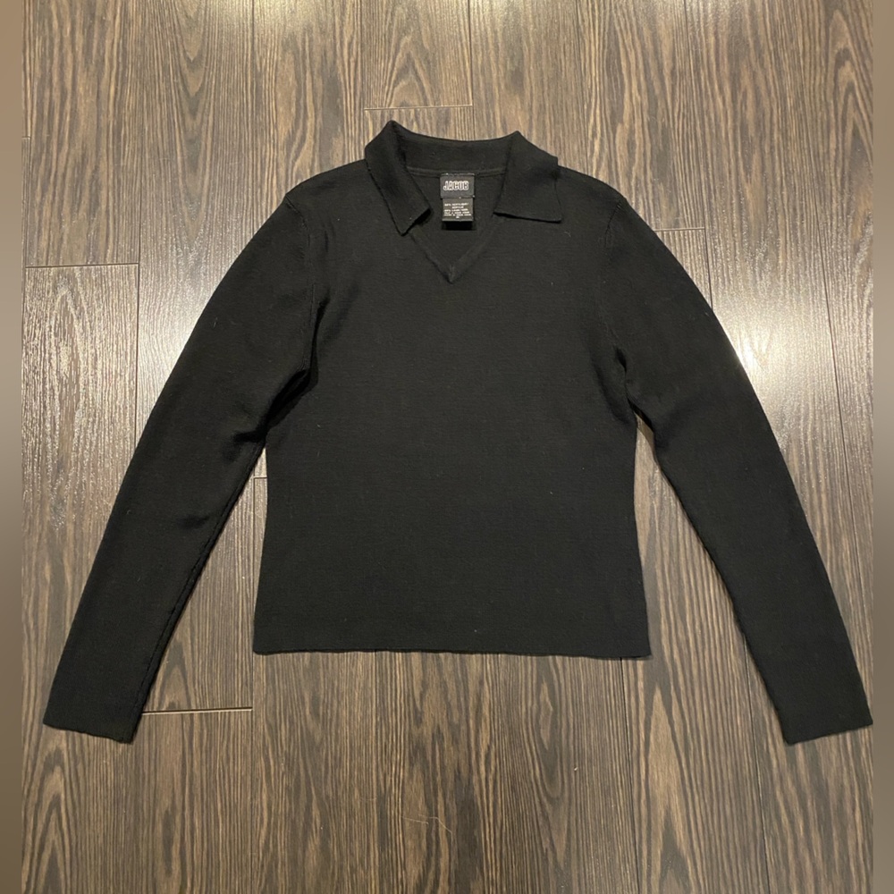 Wool Black Long Sleeve Collared Shirt from JACOB - size m